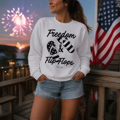 Freedom And Flip Flops Graphic Crewneck Sweatshirt — lifestyle hero