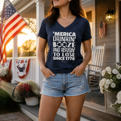 Drinkin Booze And Refusin To Lose Women's Graphic V-Neck — lifestyle hero