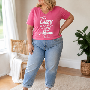 Too Lazy To Explain Myself, Just Judge Me Women's Graphic V-Neck — lifestyle hero