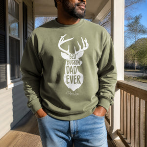 Best Buckin' Dad Graphic Crewneck Sweatshirt — lifestyle hero