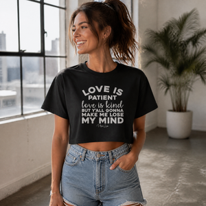 Love Is Patient Love Is Kind Cropped Boxy Tee — lifestyle hero