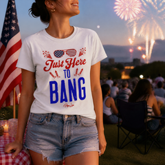 Just Here To Bang Premium Tee — lifestyle hero