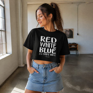 Red White Blue And Titos Too Cropped Boxy Tee — lifestyle hero
