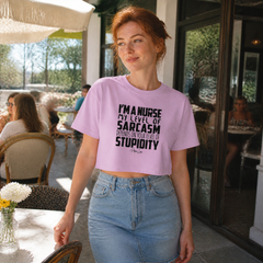 I'm A Nurse My Sarcasm Depends On Your Level Of Stupidity Cropped Boxy Tee — lifestyle hero