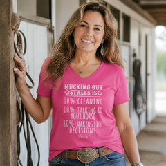 Mucking Out Stalls Women's Graphic V-Neck — lifestyle hero