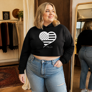 USA Flag Heart Cropped Hoodie — lifestyle hero