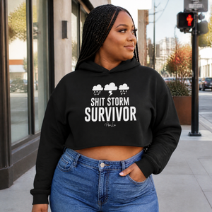 Shit Storm Survivor Cropped Hoodie — lifestyle hero