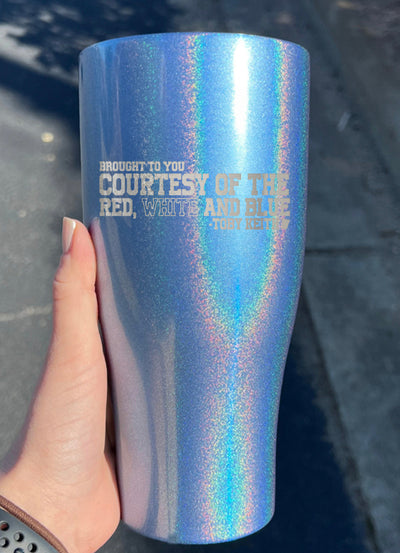 Courtesy Of The Red, White, And Blue Laser Etched Tumbler
