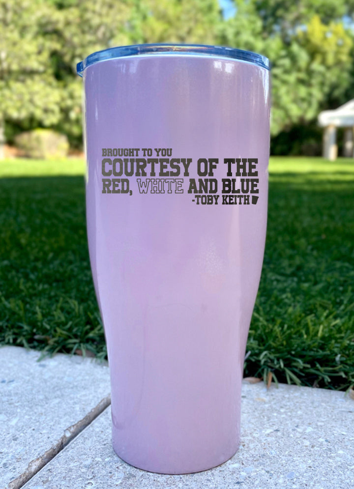 Courtesy Of The Red, White, And Blue Laser Etched Tumbler