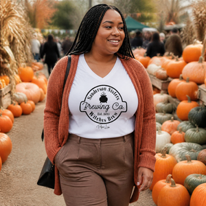 Sanderson Sisters Brewing Co Women's Graphic V-Neck — lifestyle hero