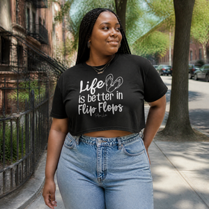 Life Is Better In Flip Flops Cropped Boxy Tee — lifestyle hero