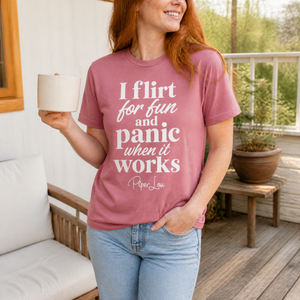 I Flirt For Fun And Panic When It Works Premium Tee — lifestyle hero