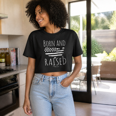 Born And Raised Cropped Boxy Tee — lifestyle hero