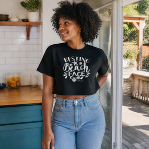 Resting Beach Face Cropped Boxy Tee — lifestyle hero