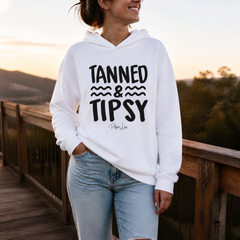 Tanned and Tipsy Hooded Long Sleeve Tee — lifestyle hero