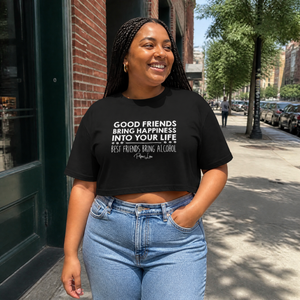 Good Friends Bring Happiness Alcohol Cropped Boxy Tee — lifestyle hero