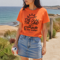 The Sun, The Sand, & A Drink In My Hand Premium Tee — lifestyle hero