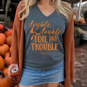 Double Double Toil And Trouble Women's Graphic V-Neck — lifestyle hero