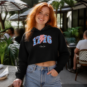 1776 (Red White And Blue) Cropped Hoodie — lifestyle hero