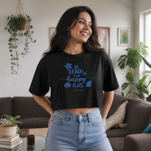The Beach Is My Happy Place Cropped Boxy Tee — lifestyle hero