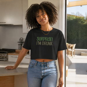 Surprise I'm Drunk Cropped Boxy Tee — lifestyle hero