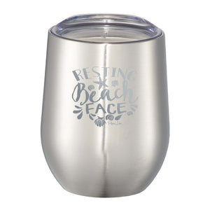 Resting Beach Face 12oz Wine Tumbler