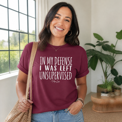 In My Defense I Was Left Unsupervised Premium Tee — lifestyle hero