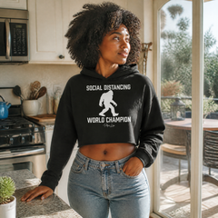Social Distancing World Champion Cropped Hoodie — lifestyle hero