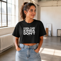 Kinda Care Kinda Don't Cropped Boxy Tee — lifestyle hero