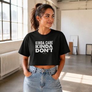 Kinda Care Kinda Don't Cropped Boxy Tee — lifestyle hero