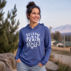 Resting Beach Face Hooded Long Sleeve Tee — lifestyle hero