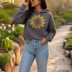 Sunflower Paw Print Cropped Hoodie — lifestyle hero