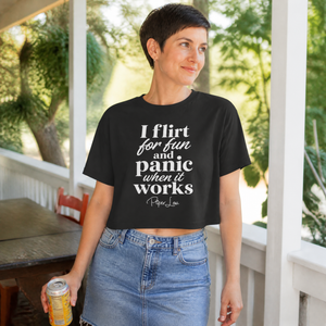 I Flirt For Fun And Panic When It Works Cropped Boxy Tee — lifestyle hero