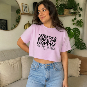 Horses Make Me Happy Cropped Boxy Tee — lifestyle hero