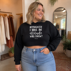 Apparently I Have An Attitude Cropped Hoodie — lifestyle hero