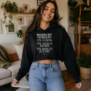 Mucking Out Stalls Cropped Hoodie — lifestyle hero