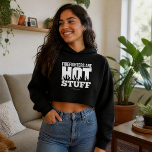 Firefighter Are Hot Stuff Cropped Hoodie — lifestyle hero