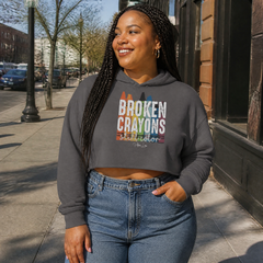 Broken Crayons Cropped Hoodie — lifestyle hero