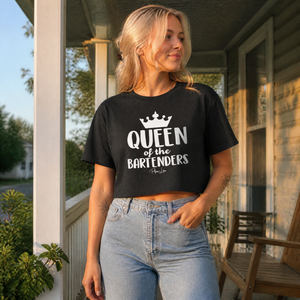 Queen Of The Bartenders Cropped Boxy Tee — lifestyle hero