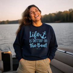 Life Is Better On The Boat Graphic Crewneck Sweatshirt lifestyle hero