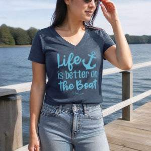 Life Is Better On The Boat Women's Graphic V-Neck lifestyle hero