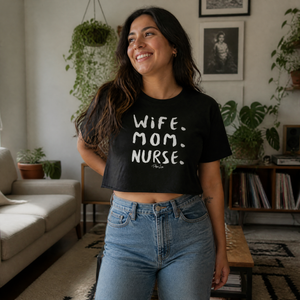 Wife Mom Nurse Cropped Boxy Tee — lifestyle hero