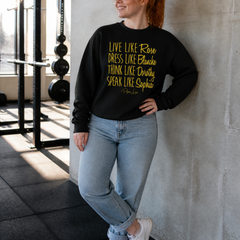 Live Like Rose Graphic Crewneck Sweatshirt — lifestyle hero