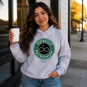 Espresso Patronum Graphic Hoodie — lifestyle hero
