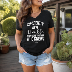 Trouble When We're Together Women's Graphic V-Neck — lifestyle hero