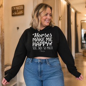 Horses Make Me Happy Cropped Hoodie — lifestyle hero