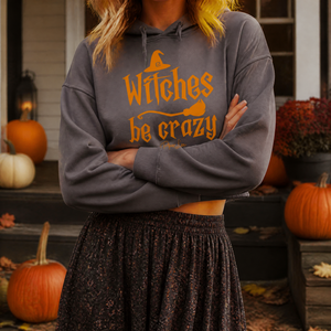 Witches Be Crazy Cropped Hoodie — lifestyle hero