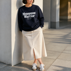 Menopause Warrior Graphic Crewneck Sweatshirt — lifestyle hero