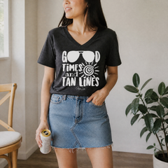 Good Times Tan Lines Women's Graphic V-Neck — lifestyle hero