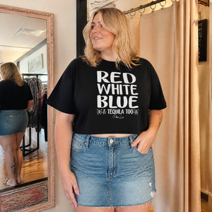 Red White Blue And Tequila Too Cropped Boxy Tee — lifestyle hero